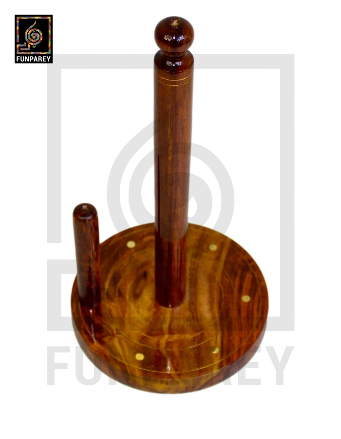 Handcrafted Kitchen Tissue Roll Holder With Brass Work - Large