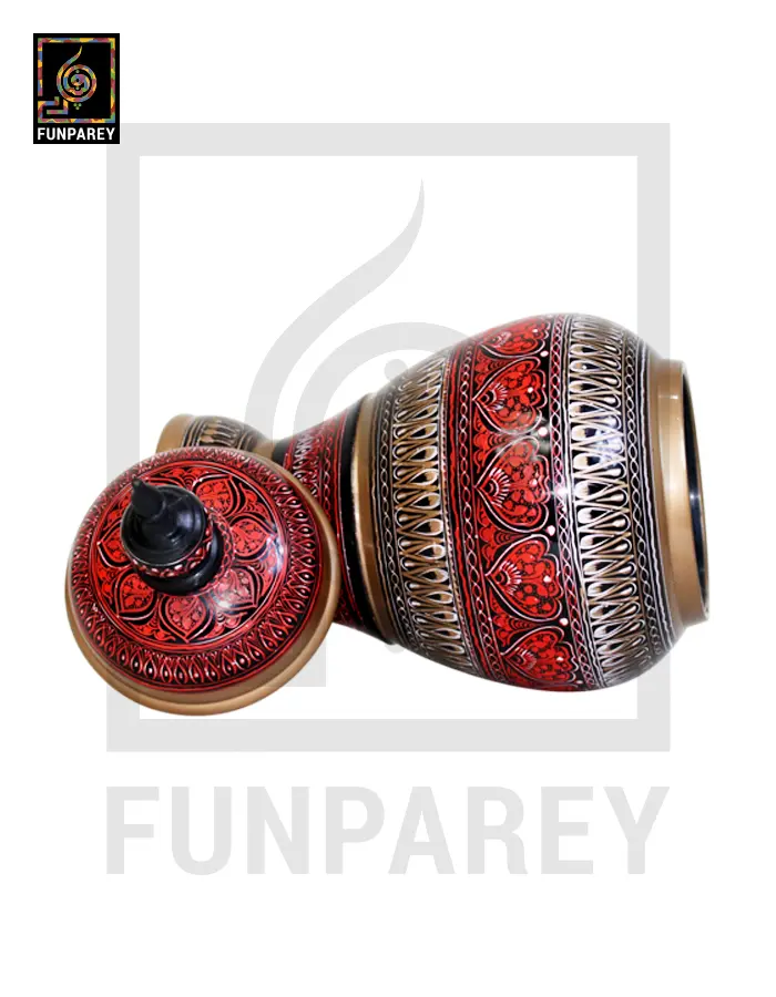 Spire Candy Jar - Hand Crafted with Red Nakshi Art