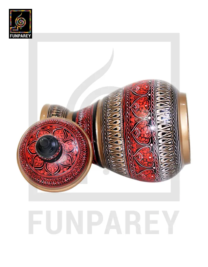 Spire Candy Jar - Hand Crafted with Red Nakshi Art