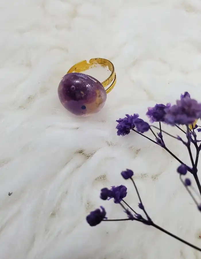 Faux Amethyst Resin Ring