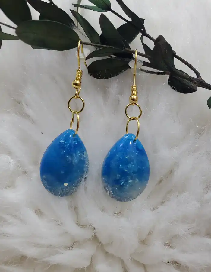 Handcrafted Blue Resin Earrings