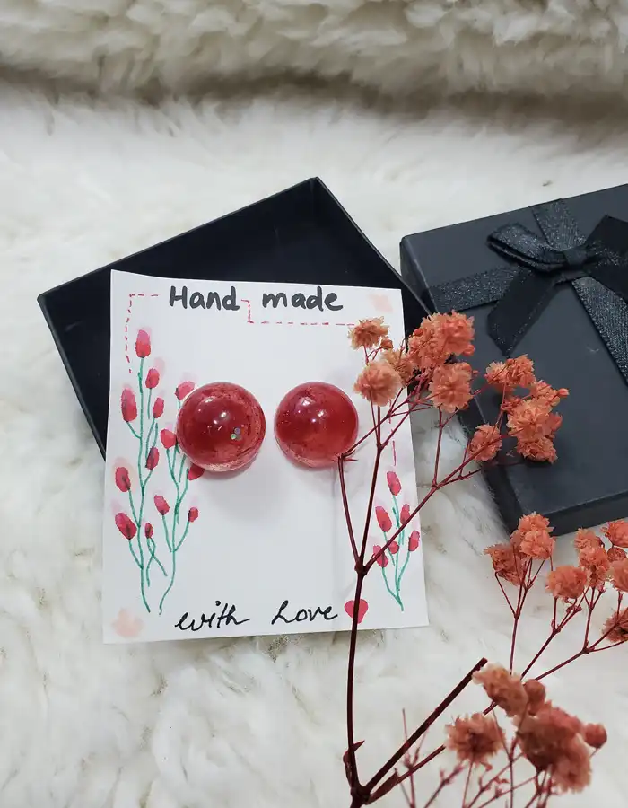 Handcrafted Cherry Bomb Resin Earrings