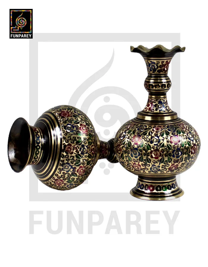 Handmade Long Throat Brass Vases 13″ (Pair)