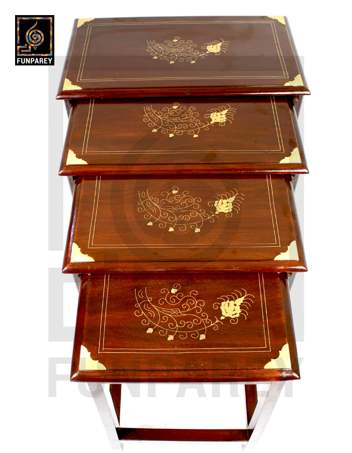 Nesting Tables With Distinct Brass Work