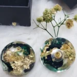 Resin Filled Gold Foil Round Earrings 03