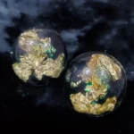 Resin Filled Gold Foil Round Earrings 04