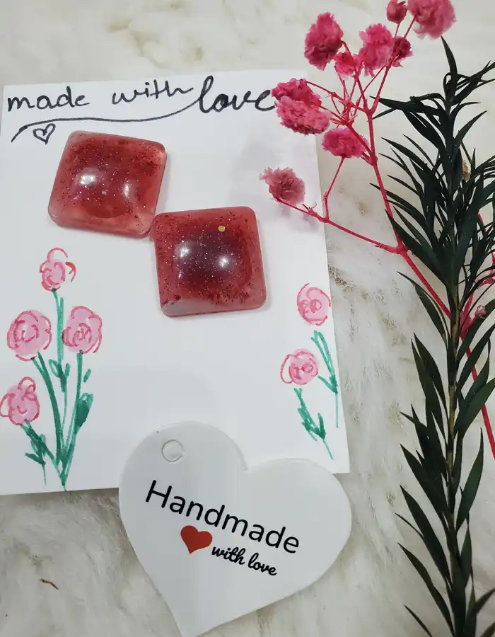 Sparkling Cherry Resin Earrings