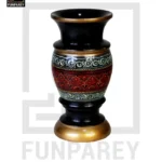 Wooden Flower Pot With Nakshi Art – 9″ Red And Black (1)