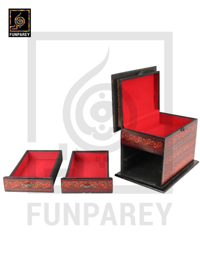 Lacquerware Wooden Trinket Box Distinct 8/12 with 2 Drawers