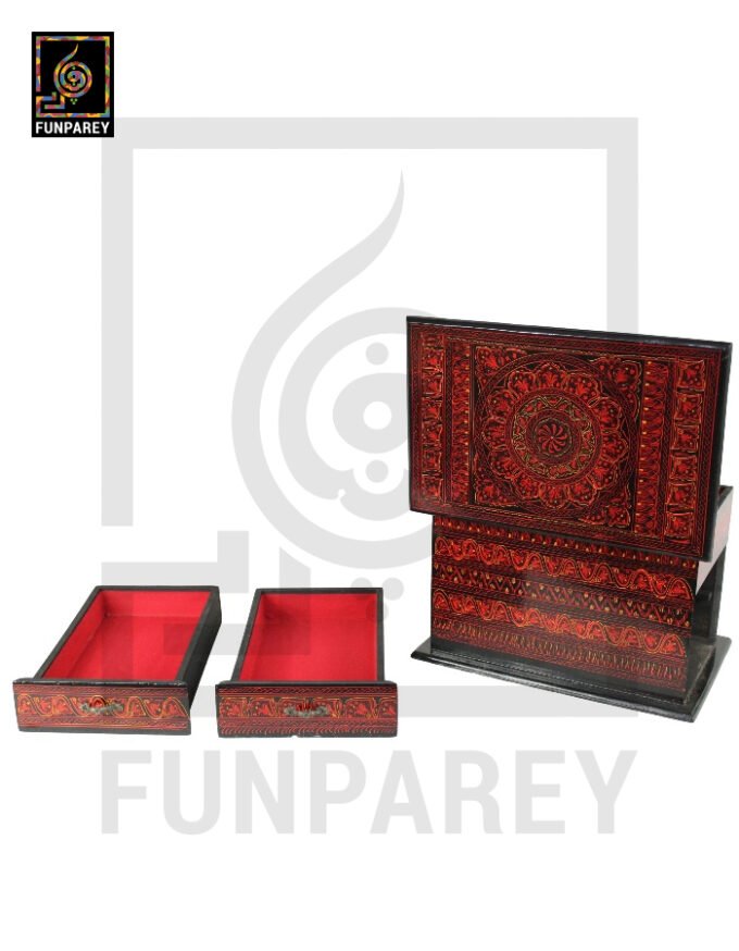 Lacquerware Wooden Trinket Box Distinct 8/12 with 2 Drawers