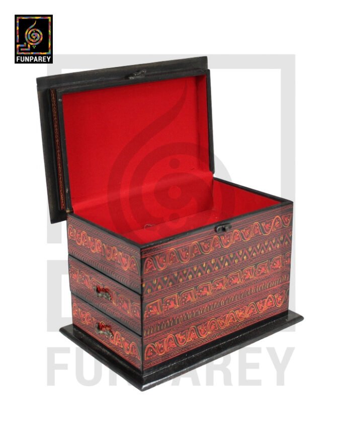 Lacquerware Wooden Trinket Box Distinct 8/12 with 2 Drawers