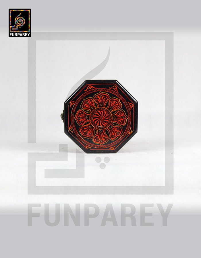 8 Sided Wooden Jewelry Box 6″ with Lacquer Art Red