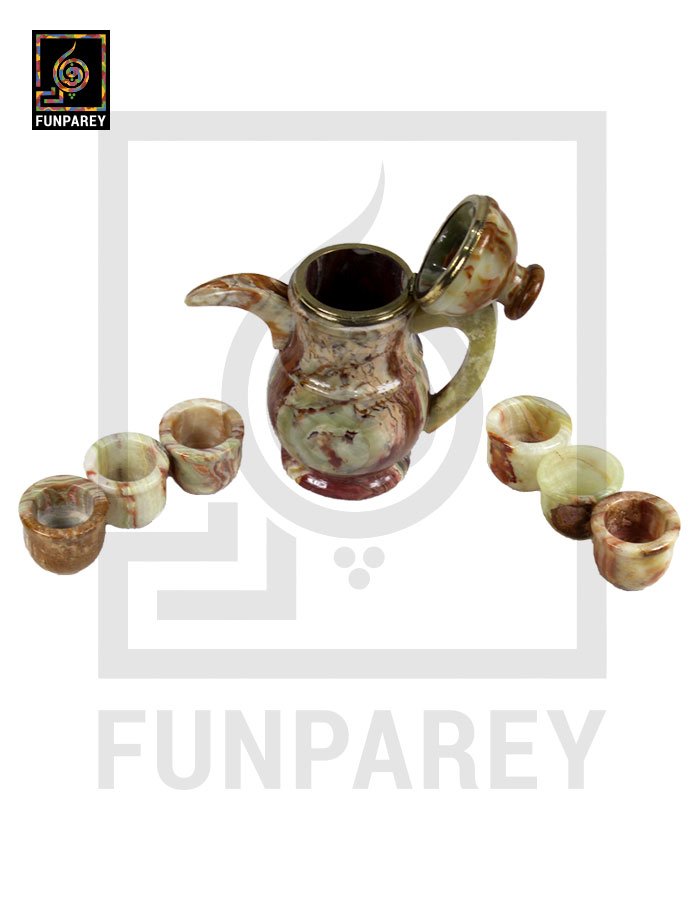 Onyx Stone Tea Set (6 Cups and a Kettle)
