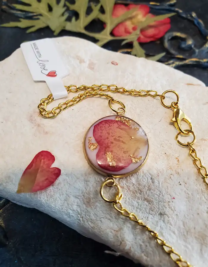 Handmade Resin Bracelet - Golden Garden