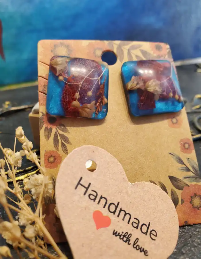 Handmade Resin Earrings - Pressed in Time
