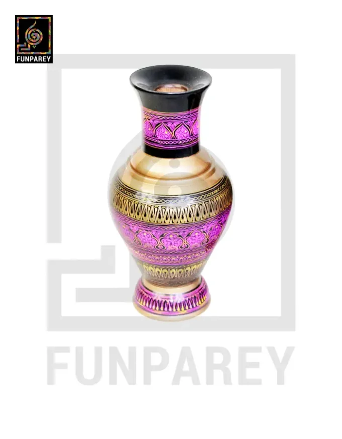 Handmade Wooden Vase with Nakshi Art – 13″ Majenta