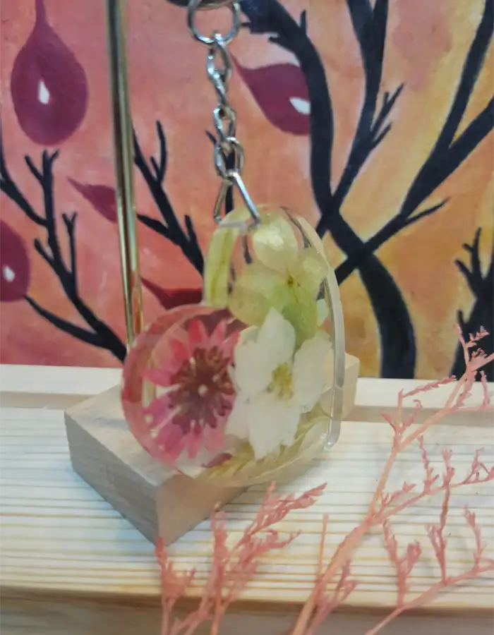Heart Shaped Resin Keychain - Botani Charm