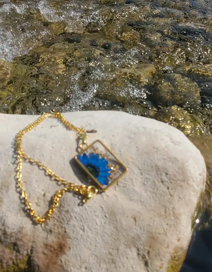 Rectangle Resin Pendant - Pressed Reverie