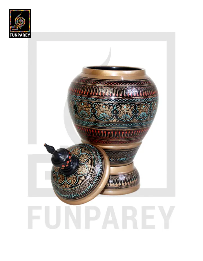 Spire Candy Jar – Hand Crafted with Golden Nakshi Art