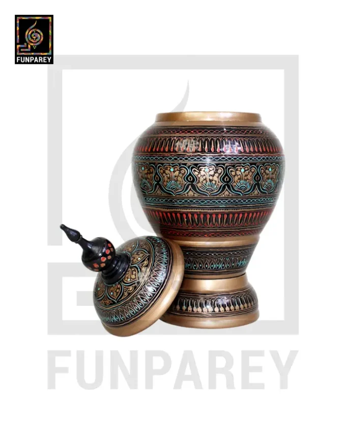 Spire Candy Jar – Hand Crafted with Golden Nakshi Art
