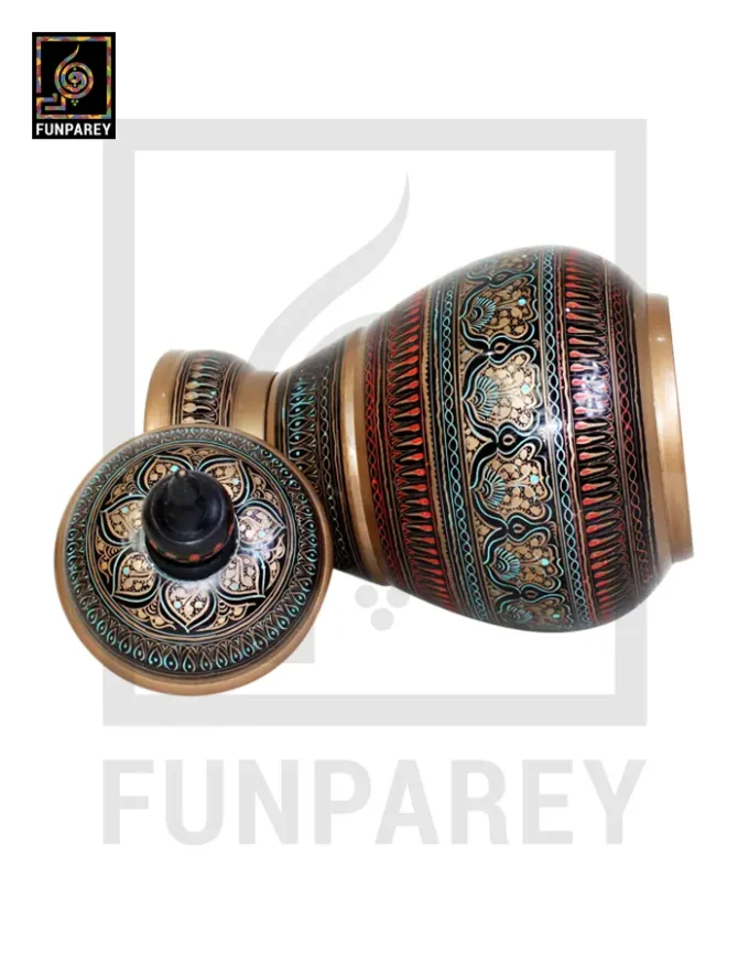 Spire Candy Jar – Hand Crafted with Golden Nakshi Art